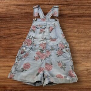 Jordache Floral Denim Overalls Shortalls Adjustable Straps‎ S/CH(6-6X)
